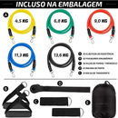 Kit 11 Extensor Elástico Treino Em Casa + Kit 5 Mini Band Para Exercícios Multifuncional Yoga Fisioterapia e Treino