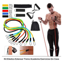 Kit 11 Extensor Elástico Treino Em Casa + Kit 5 Mini Band Para Exercícios Multifuncional Yoga Fisioterapia e Treino