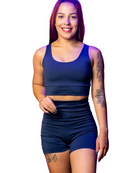 CONJUNTO ACADEMIA FEMININO TOP E SHORT CINTURA ALTA EM SUPLEX