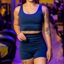 Conjunto Academia Feminino - Top e Short Cintura Alta em Suplex