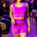 Conjunto Academia Feminino - Top e Short Cintura Alta em Suplex