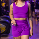 Conjunto Academia Feminino - Top e Short Cintura Alta em Suplex