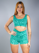 CONJUNTO ACADEMIA FEMININO TOP E SHORT CINTURA ALTA EM SUPLEX