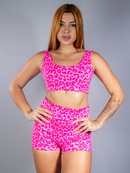CONJUNTO ACADEMIA FEMININO TOP E SHORT CINTURA ALTA EM SUPLEX