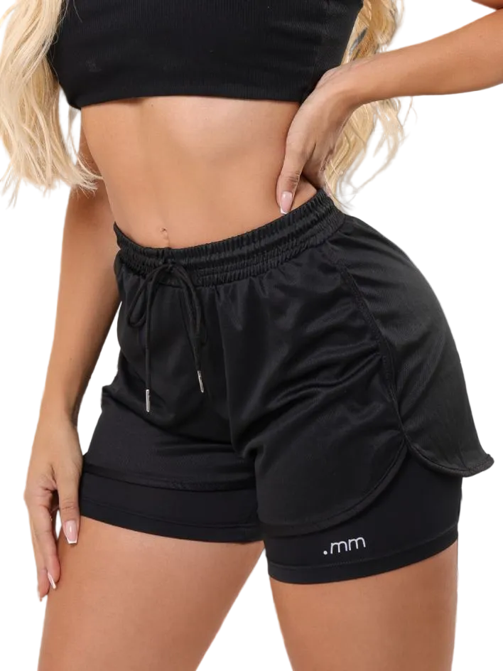 Short Duplo Compreensão Fitness Bermuda Academia Feminino 2 em 1