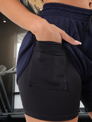 Short Duplo Compreensão Fitness Bermuda Academia Feminino 2 em 1