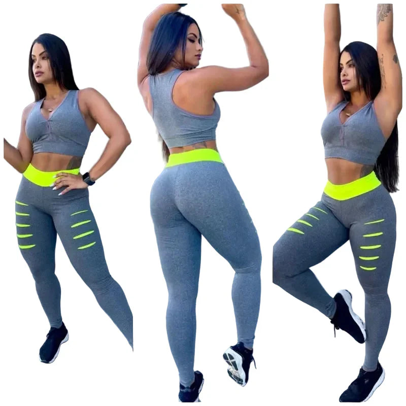 conjunto calça legging detonado leg treino mais top fitness calça feminina academia tendência